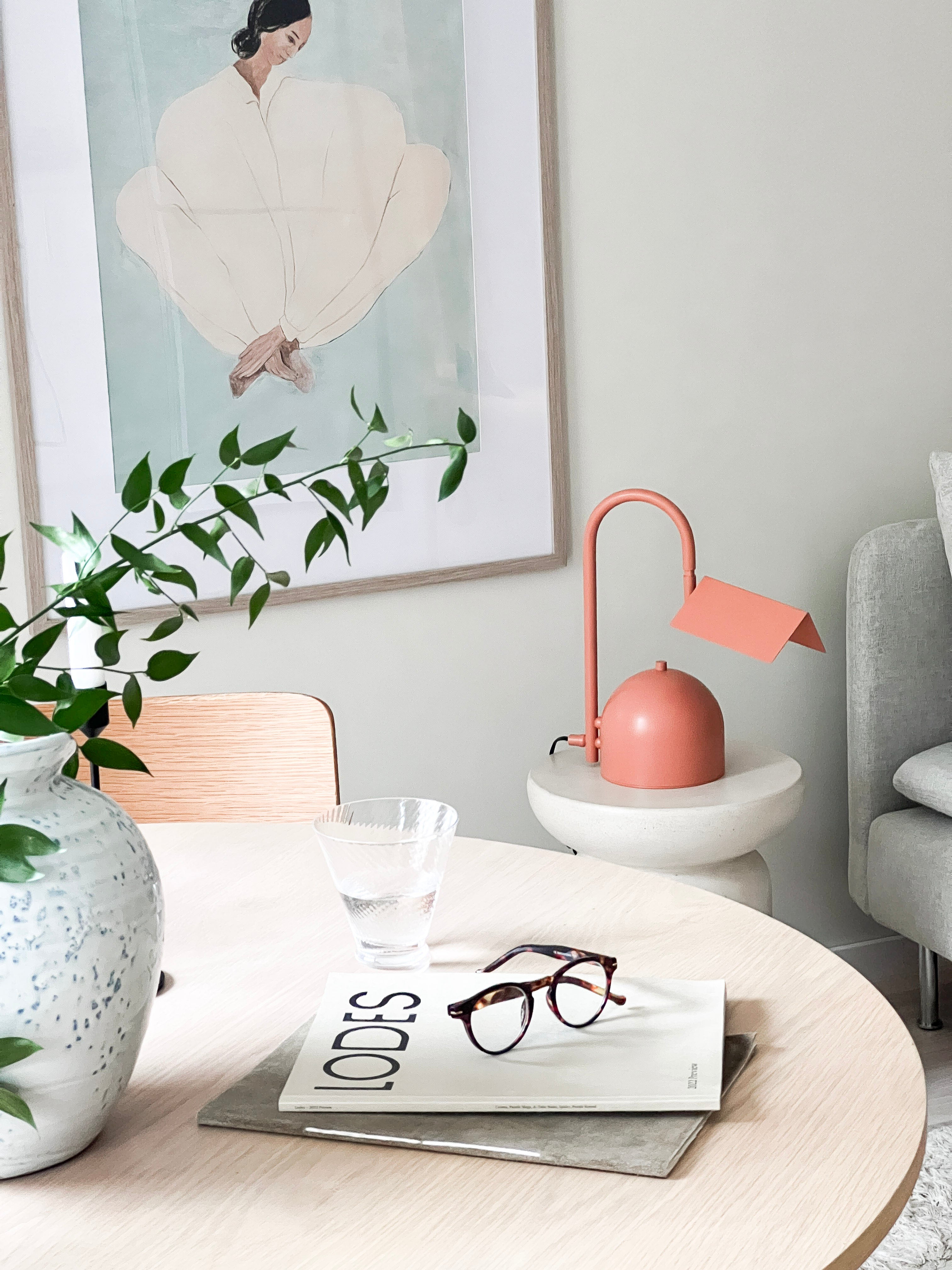 Angol Chunky Table Lamp, Warm Peach