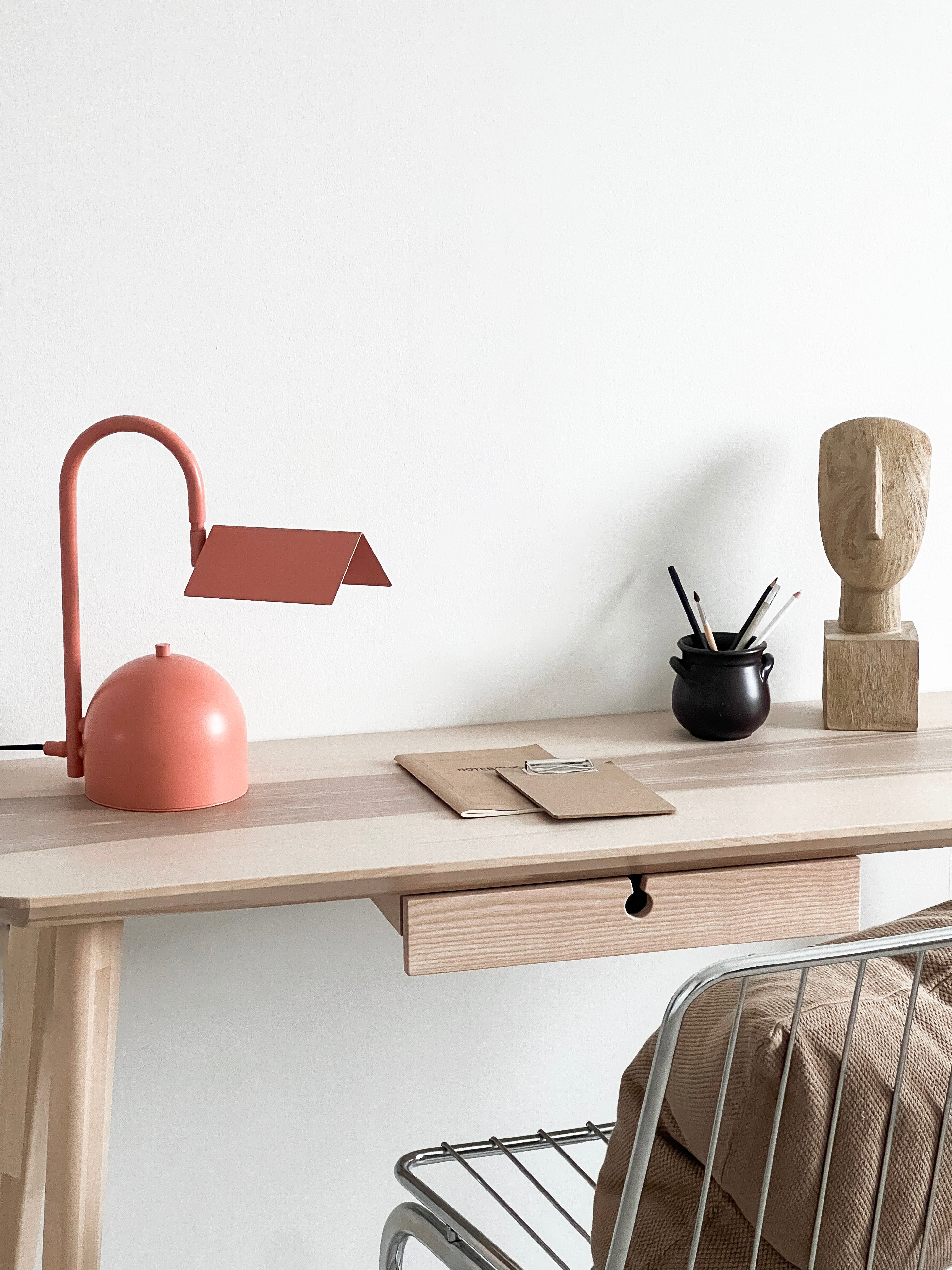 Angol Chunky Table Lamp, Warm Peach